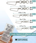 Ball Bearing Fishing Swivels Snaps 34 Piece Box Heavy Duty Saltwater Barrel Swivels Quick Change Lure Clips Tackle Set For Redfish And Striped Bass Prevent Line Twist And Knotting On Casting And Trolling Rigs, 5 sizes