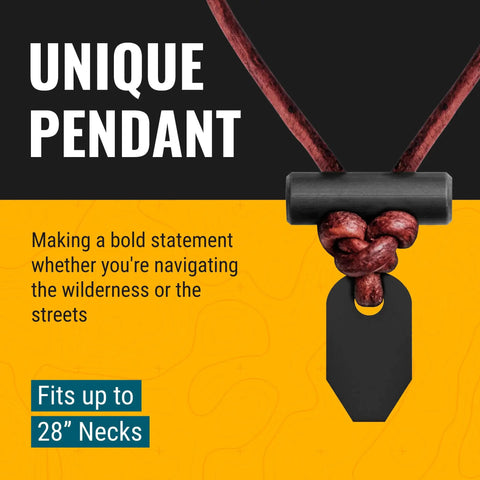 Weatherproof Fire Starter Necklace For Men Handcrafted In USA With Adjustable Leather Knot Design Ideal For Traveling Everyday Carry