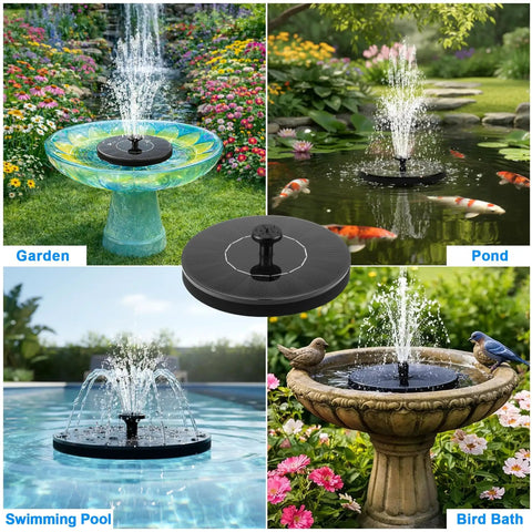 Floating Solar Fountain Kit With Six Nozzles And Four Fixed Pipes, Solar Water Pump For Bird Bath, Garden, Pond Or Pool