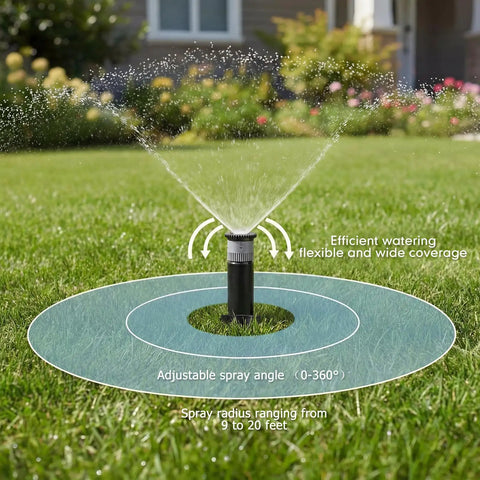 Heavy Duty 4 Inch Pop Up Sprinkler Heads 8 Pack for Lawn Irrigation Upgrade with adjustable spray and wide coverage