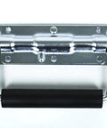 Spring Loaded Surface Mount Handle in steel with padded rubber grip, retracts when not in use, supports up to 500 lbs, front view.