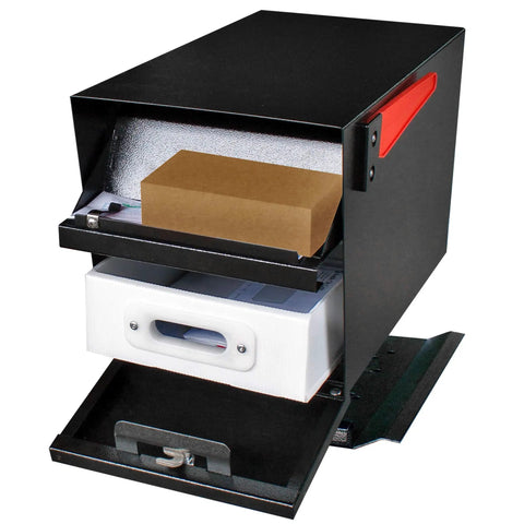 Heavy Duty Curbside Locking Mailbox With House Numbers, Pull Out Mail Tray, Mounting Plate, And USPS Approved Security For Residential Use Black
