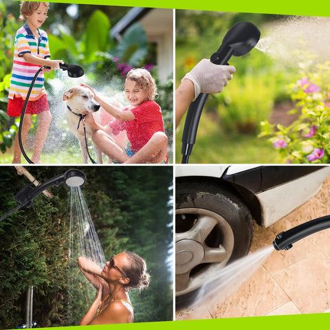 Portable Camping Shower With 6000mAh Battery, LED Display, Four Spray Modes, IPX7 Waterproof Outdoor Pump in use for pets and car wash
