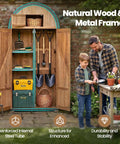 All In One Outdoor Storage Shed With Domed Roof Waterproof Tool Cabinet And Lockable Multi Functional Organizer For Patio Lawn Backyard Five Storage Spaces And Double Doors Solid Wood
