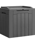 Front view of 31 Gallon Weatherproof Resin Deck Box With Lid For Indoor Outdoor Storage Durable Grey Outdoor Storage Container