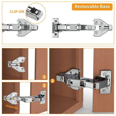 2 Pack 165 Degree Concealed Lazy Susan Hinge For Face Frame Cabinets With Clip On Plate, Soft Close installation steps