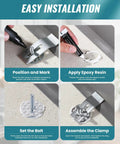 Four-step installation of Heavy Duty Tough As Nails Undermount Sink Clips Ten Pack Stainless Steel Brackets Mounting Clamps.