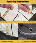 4 Pack Brass Presta To Schrader Valve Adapters For Bikes, E-Bikes, And E-Scooters Convert Presta To Schrader For Standard Pumps And Air Compressors With 4 Valve Caps Durable DIY Bike Tire Inflation Kit installation instructions
