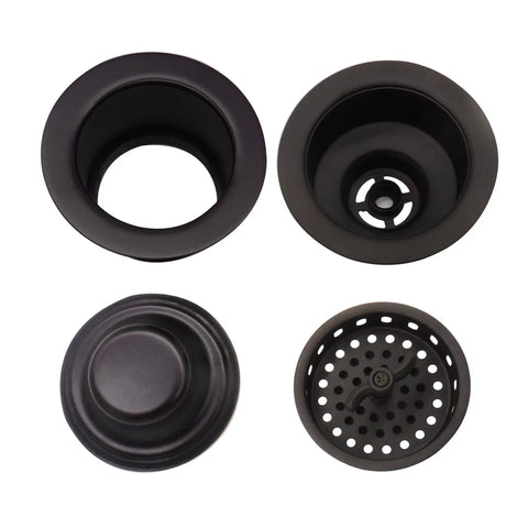Combo Pack 3-1/2 Inch Wing Nut Twist Style Kitchen Sink Basket Strainer with EZ Mount Waste Disposal Drain Flange in oil-rubbed bronze