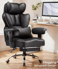 Big And Tall Office Chair For Heavy Duty Comfort With Deluxe Embossed Leather High Back Ergonomic Computer Chair with footrest.