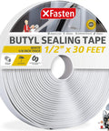 White Butyl Sealant Tape One Half Inch By Thirty Feet Mess Free Waterproof Auto Sealant For RV Windows And Roofs packaging