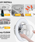 Installation and cleaning steps for Bladeless Ceiling Fan with Light and Remote Control 22 Inch Low Profile Modern Enclosed Indoor Fan