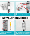 Installation steps of Heavy Duty Solar Disconnect Switch 1000V 30Amp DC Breaker Box with detailed instructions.