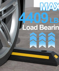 2 Pack Rubber Parking Blocks With Reflective Stripes Heavy Duty Garage Wheel Stoppers installed under car tire