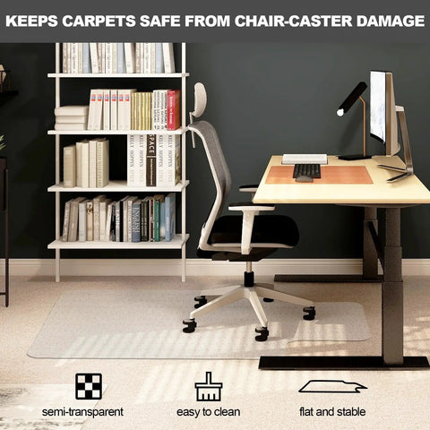 Low Pile Up To One Quarter Inch Thick Carpet Chair Mat With Extended Lip For Heavy Duty Office Desk Chairs in office setup