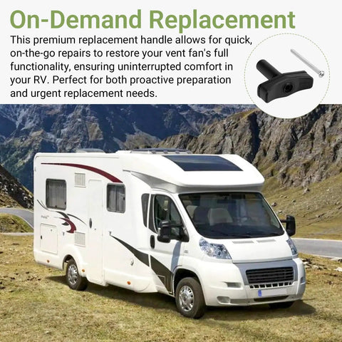 Manual Lift Knob Kit K1140-09 RV Vent Handle Replacement For Fantastic Fan And Atwood displayed next to a white RV