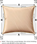 Cream shade sail diagram with dimensions and support showing curvature affecting shading area.