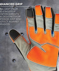High Visibility Waterproof Work Gloves With Thermal Insulation, 3M Thinsulate, Touchscreen Compatible, orange glove detail