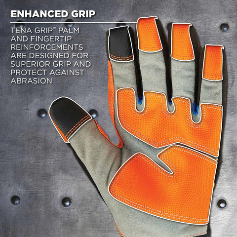 High Visibility Waterproof Work Gloves With Thermal Insulation, 3M Thinsulate, Touchscreen Compatible, orange glove detail
