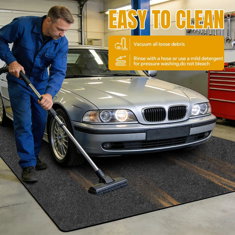Extra Large Garage Floor Mat Heavy Duty Oil Absorbent Parking Mat With Waterproof Non Slip Backing under car being cleaned