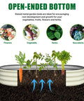 Open-ended two pack raised garden bed kit with oval metal planter for outdoor use, showing root growth for vegetables and flowers