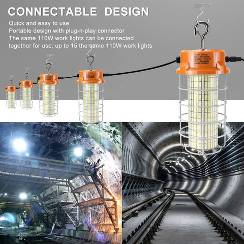 110W LED Work Light With 16500 Lumens And 5000K Daylight, IP67 Waterproof Beefy Portable Construction Light in industrial setting