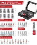 48 Piece Screwdriver Bit And Socket Set with Color Coded S2 Steel Bits and Magnetic Bit Holder, including 6-13 mm CRV Sockets
