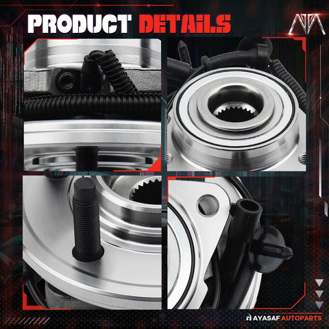 Close-up of 2 Pack Front Wheel Hub Bearing Assemblies With ABS Sensor Exact Fit For 2002 Through 2005 Ford Explorer RWD And 2003 Through 2005 Lincoln Aviator And 2002 Through 2005 Mercury Mountaineer 5 Lug