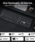 Full Size Wireless Gaming Keyboard With Massive 10000 Mah Battery And Smart Dot Matrix Display RGB keys on black surface for multiple devices.