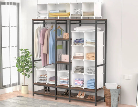 12 Cube Closet Organizer System For Easy Home Storage, Portable Closet Shelves For Clothes And Gear in a room