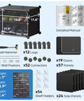 Space Saving Shoe Organizer Cabinet For Up To 72 Pairs With See Through Doors, Stackable Black Cubby components and assembly tools.