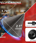 Diamond Chamfer Bit Set For Angle Grinder M14 Thread And Hex Shank Three Piece Two Inch Three Quarter Inch Diamond Finger Milling Bit For Enlarge And Shape Holes In Porcelain Ceramic Granite Marble Tile Dry And Wet Use with specifications diagram and M14 adapter image.