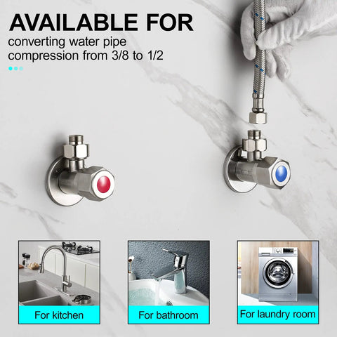 Half Inch Female To Three Eighths Inch Male Reducer Adapter Brass Pipe Fittings Water Hose Connector In Kitchen And Bathroom Setup