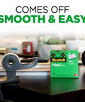 Six Rolls Of Ultra Clear Invisible Tape With Desktop Dispenser For Office Wrapping And Repairs Three Quarter Inch By One Thousand Inch Strong Adhesive Easy Tear No Fuss Desk Must Have next to green packaging on desk.