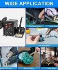 2 In 1 Hot Air Rework Soldering Station Kit with rapid heat up, dual independent control, showing wide applications including PCB work
