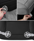 Detail of 2 Pack Leather Front Car Seat Covers Full Wrapped With Storage Pockets Non Slip Waterproof Seat Protectors showing adjustment straps
