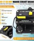 Slick 60 Amp Marine Circuit Breaker Replacement with waterproof housing for 12 to 48 Volt electric trolling motors.