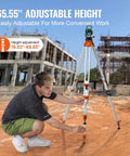 Heavy Duty Laser Level Tripod Stand With Five Eighths Inch Eleven Thread Mount Adjustable From Sixteen To Sixty Five Inches Aluminum Pro Grade Construction Retractable Legs Non Skid Feet Supports Up To Twelve Pounds on construction site