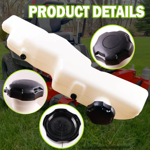 Fuel Tank Assembly With Cap For Exmark Quest E Series And S Series And Toro TimeCutter MX SS SX ZS Series Built Tough With Durable Crosslinked Poly Construction Replaces 119-3324 Cap Included For Quick Easy Fit, shown in product details view