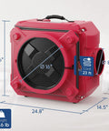 Pro Grade Heavy Duty Air Scrubber With 3 Stage Filtration Stackable Negative Air Machine, dimensions and weight shown