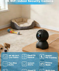 2K 5G Indoor Security Camera With Crying Detection AI Baby Monitor No Monthly Fees 360 Degree Pan Tilt WiFi Pet Camera on table