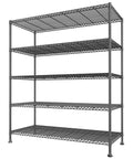 Beefy Heavy Duty Five Tier Metal Storage Shelving Unit 45.5 Inch Wide With Open Sides For Kitchen Garage And Retail Use Large Capacity Stable Steel Construction Easy Assembly Perfect For Tools And Gear, front view