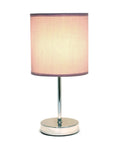 Mini Chrome Base Table Lamp With Fabric Shade In Periwinkle Purple For Living Room Bedroom Or Office, sleek modern design.