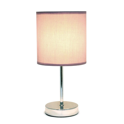 Mini Chrome Base Table Lamp With Fabric Shade In Periwinkle Purple For Living Room Bedroom Or Office, sleek modern design.