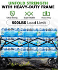 Heavy Duty Foldable Wagon With 500 Lb Capacity And Big Beach Wheels, carrying stacked water bottles on outdoor terrain