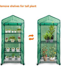 4 Tier Portable Greenhouse Kit With Casters And Roll Up Zipper PE Cover For Indoor Outdoor Seedlings And Plants, removable shelves