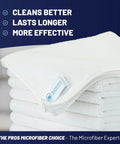 Stack of lint-free microfiber cloths 12 pack 12x12 for auto detailing, glass, windows, screens, and home cleaning, pro grade towels.