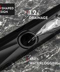 12 Inch Linear Shower Drain With Square Hole Pattern Cover Grate In SUS304 Stainless Steel, Oil Rubbed Bronze Finish, Efficient Drainage