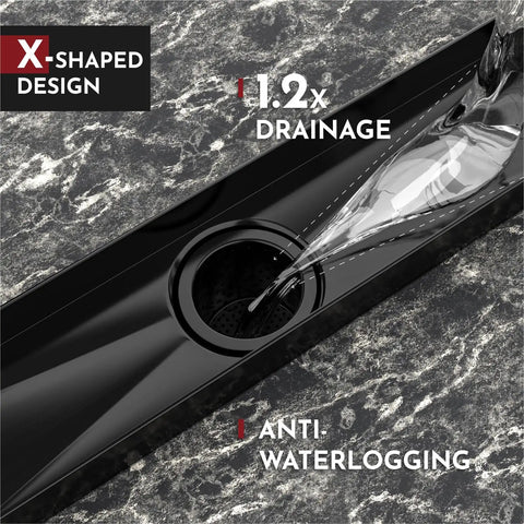 12 Inch Linear Shower Drain With Square Hole Pattern Cover Grate In SUS304 Stainless Steel, Oil Rubbed Bronze Finish, Efficient Drainage