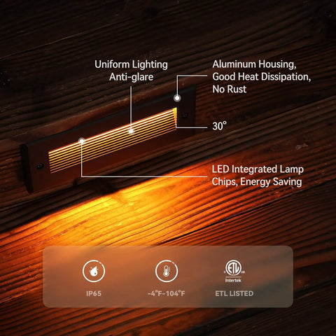 Dope Low Voltage LED Step Lights Outdoor Dimmable 3W 4W 5W With 5 CCT 12-24V AC DC showing energy-saving LED lighting on wood